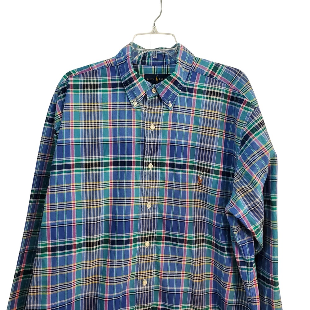 Ralph Lauren Plaid Button‎ Down Long Sleeve Collared Shirt Mens Size XLT